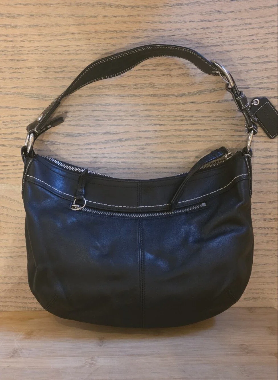 Coach Black Leather Hobo Shoulder Bag